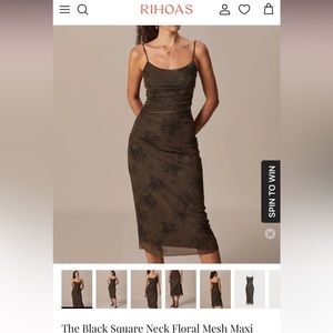 Rihoas Black Square Neck Floral dress